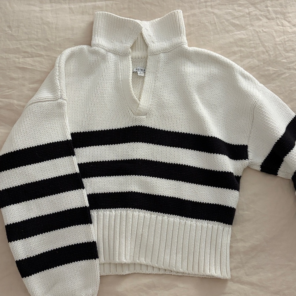 Pistola Black and White Striped Sweater